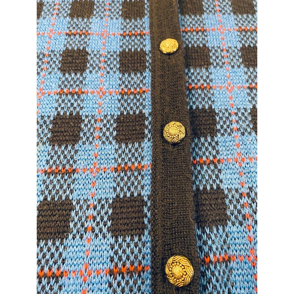 The Edinburgh Collection Wool Blend Cardigan Tartan Plaid Woman's Large VNTG - Picture 2 of 6